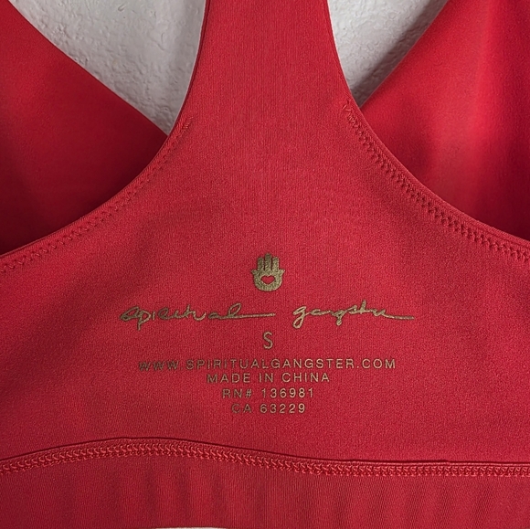 Spiritual Gangster sports bra with rouched front, red, size S - Picture 7 of 7